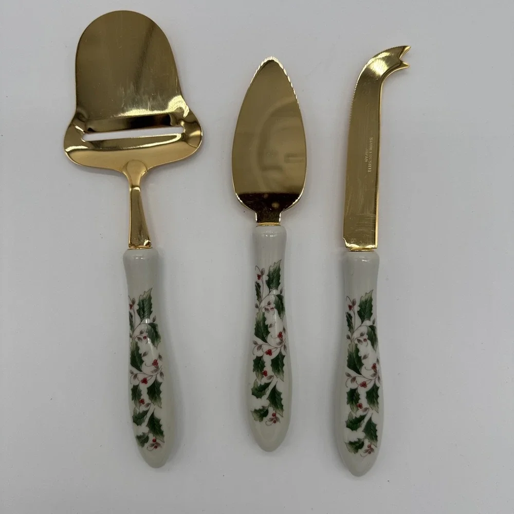 Home For Holidays Cheese Serving Set Ceramic Handles